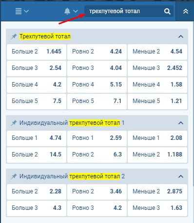 Трехпутевой тотал в росписи футбольного матча