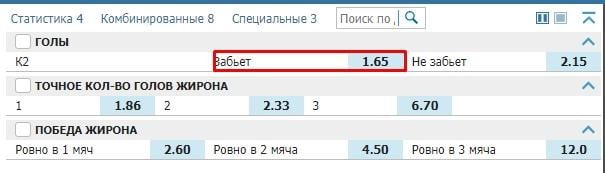 ставка на гол в футболе