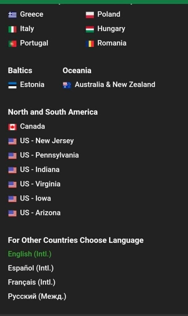 языковые версии сайта Unibet