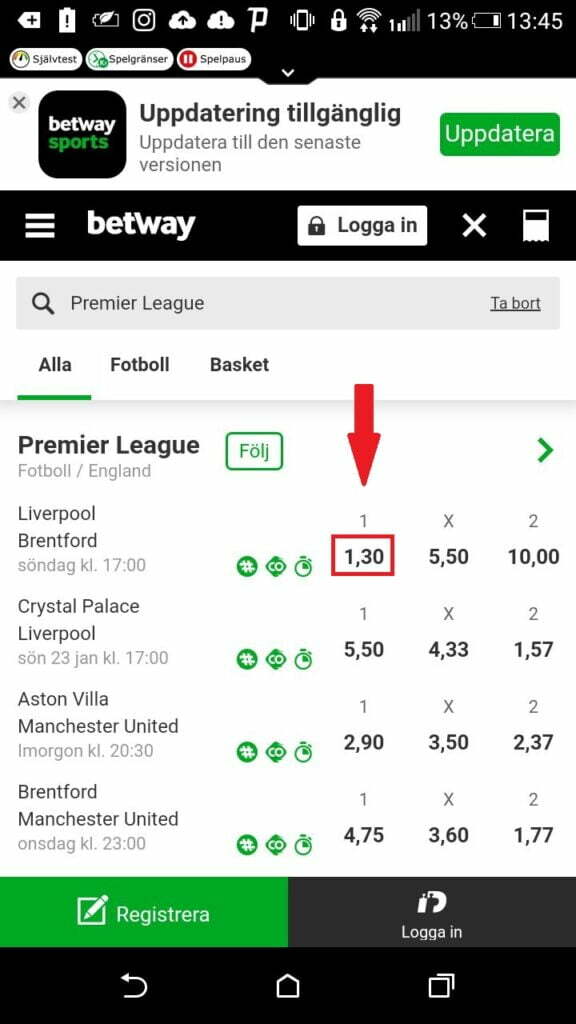 как делать ставки в Betway на Андроид