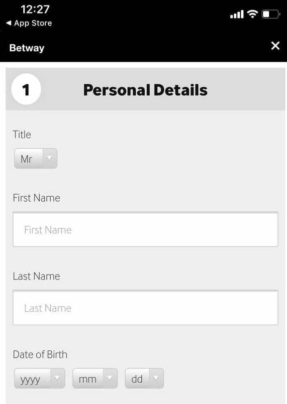 как зарегистрироваться в приложении Betway на iPhone