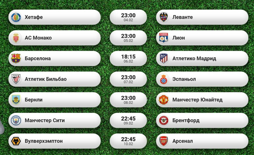 Список матчей, участвующих в акции «Безголевой футбол»