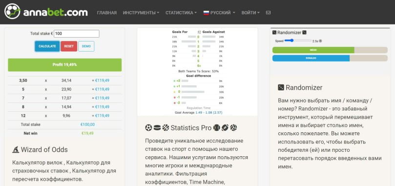 Главная страница annabet.com