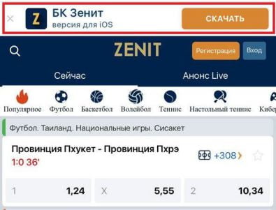 как скачать приложение Zenit для iOS