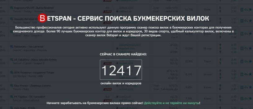 Главная страница сайта betspan.com