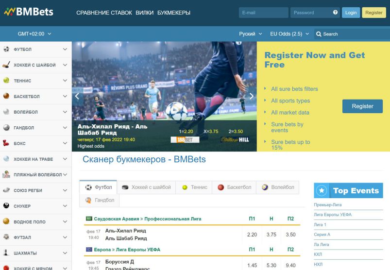 Главная страница сайта bmbets.ru