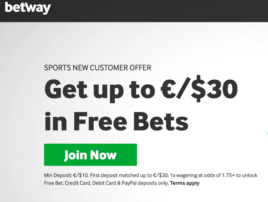 Стартовый бонус зарубежного букмекера Betway