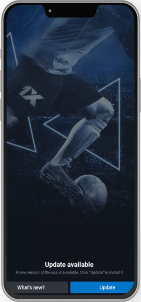 Сообщение о доступности новой версии приложения 1xBet Сообщение о доступности новой версии приложения 1xBet