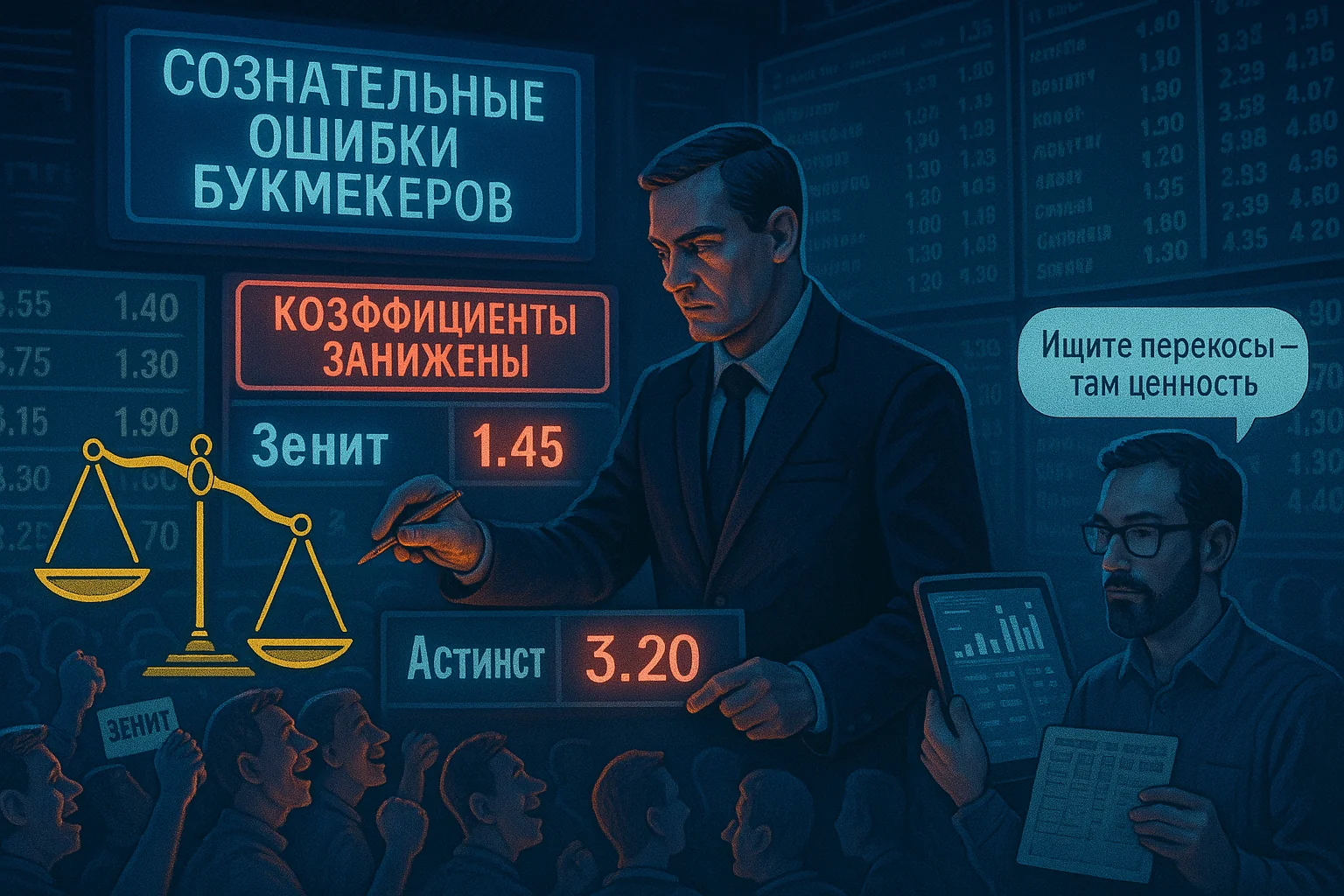 Схема формирования перекосов в линиях букмекерских контор