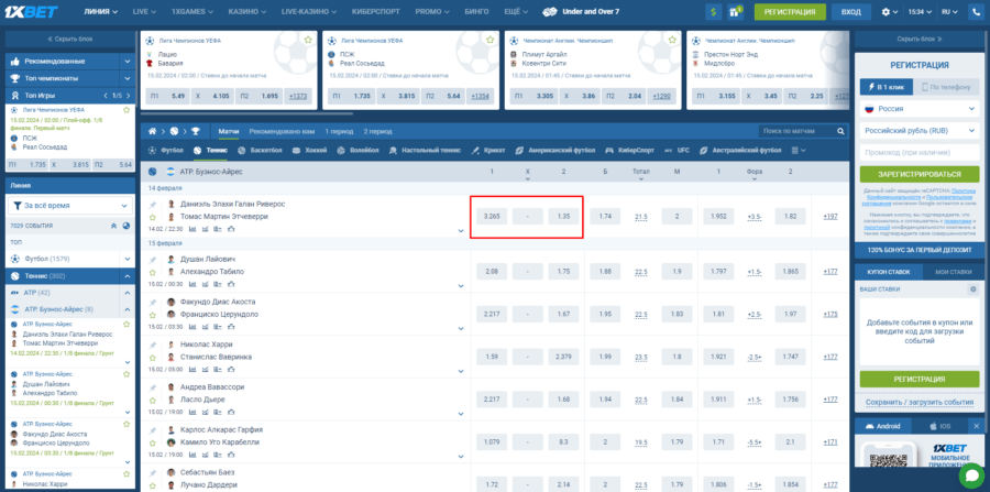 Пример встречи андердога с фаворитом