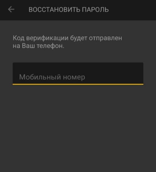 Форма для восстановления пароля в приложении Melbet