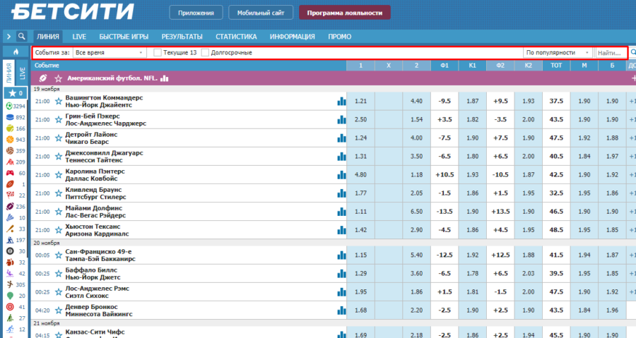 Как выбрать матч для ставок в БК Бетсити