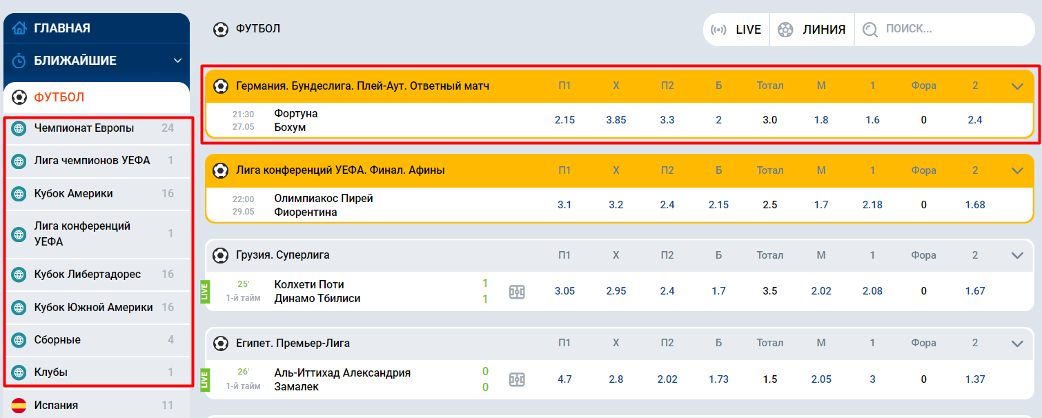 Перечень актуальных футбольных турниров и матчей в Mostbet